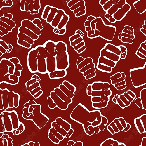 Seamless texture pattern karate fist MMA martial arts presswall poster. Vector, EPS.
