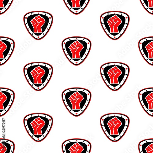 Seamless texture pattern karate fist MMA martial arts presswall poster. Vector, EPS.
