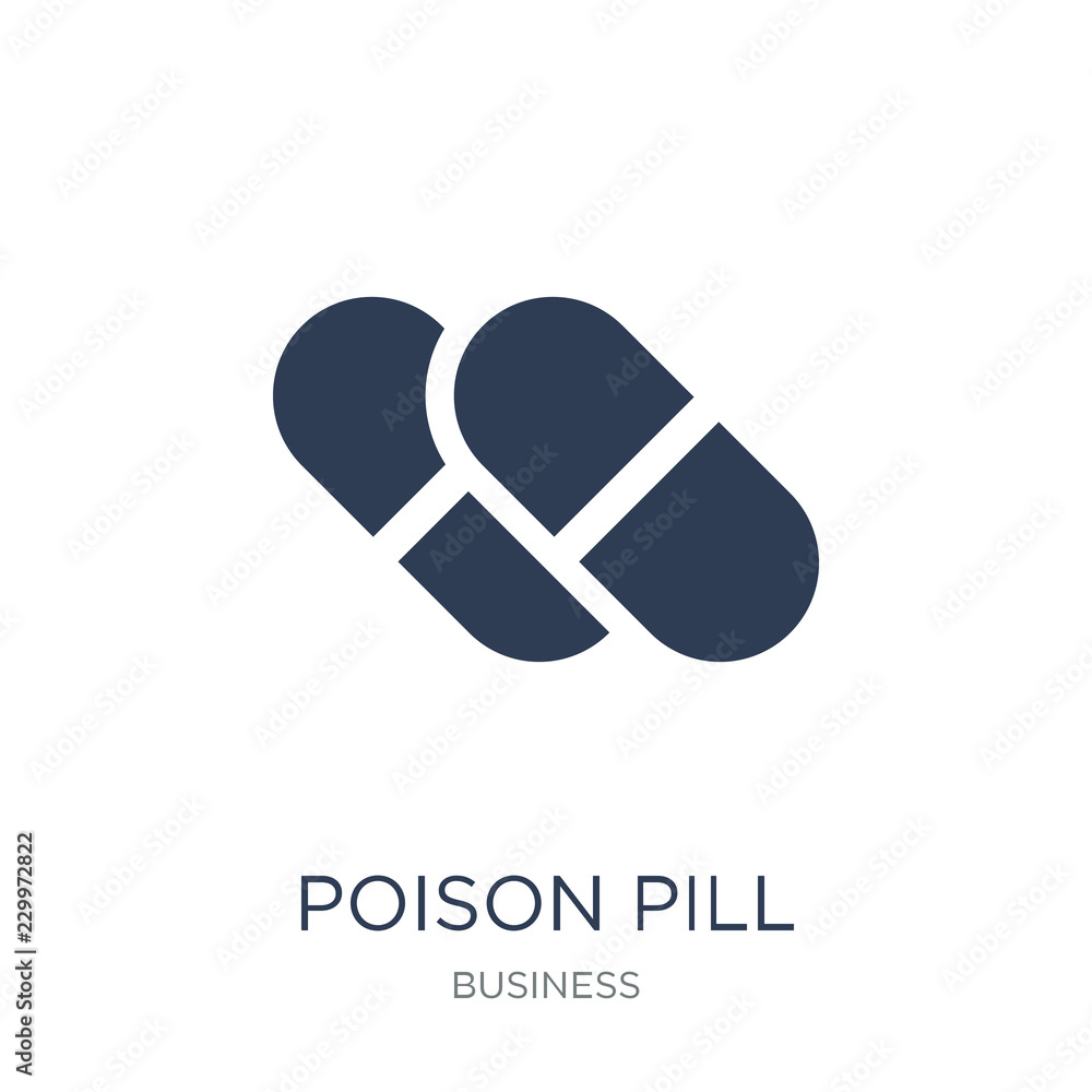 Poison pill icon. Trendy flat vector Poison pill icon on white background from business collection Poison pill icon. Trendy flat vector Poison pill icon on white background from business collection