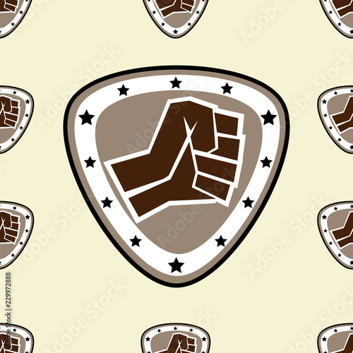 Seamless texture pattern karate fist MMA martial arts presswall poster. Vector, EPS.
