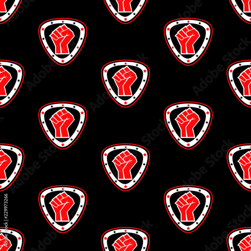 Seamless texture pattern karate fist MMA martial arts presswall poster. Vector, EPS.
