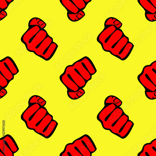 Seamless texture pattern karate fist MMA martial arts presswall poster. Vector, EPS.
