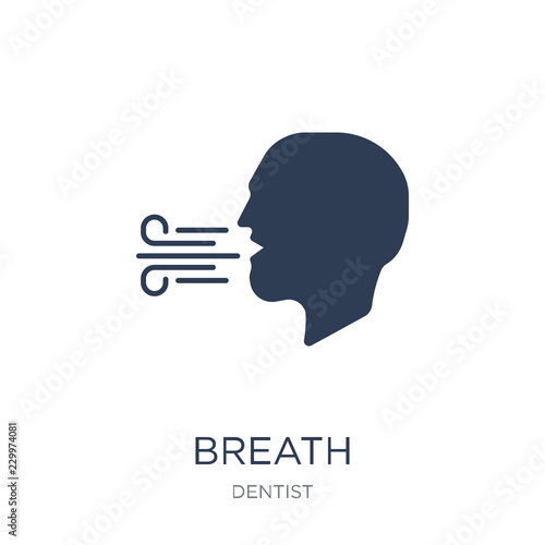 Breath icon. Trendy flat vector Breath icon on white background from Dentist collection