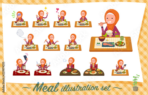 flat type Arab women orange Hijab_Meal