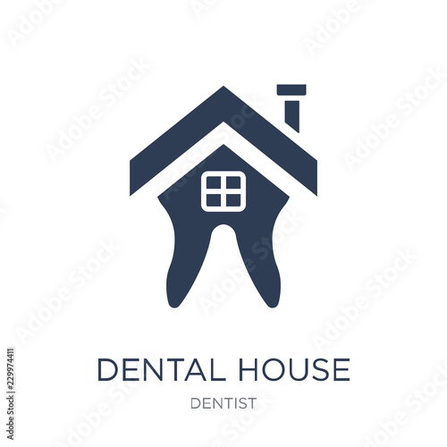 Dental House icon. Trendy flat vector Dental House icon on white background from Dentist collection