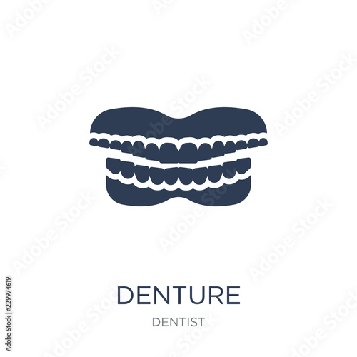 Denture icon. Trendy flat vector Denture icon on white background from Dentist collection