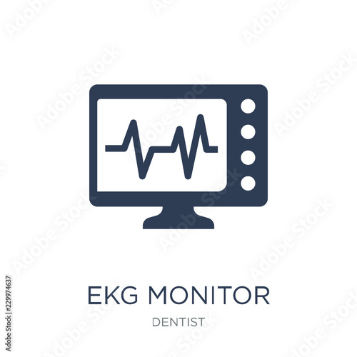Ekg monitor icon. Trendy flat vector Ekg monitor icon on white background from Dentist collection