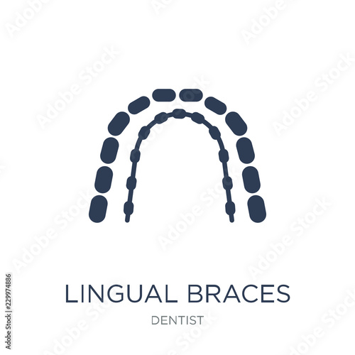 Lingual braces icon. Trendy flat vector Lingual braces icon on white background from Dentist collection