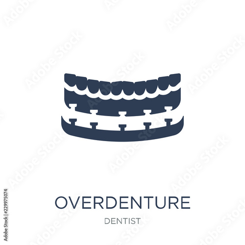 Overdenture icon. Trendy flat vector Overdenture icon on white background from Dentist collection