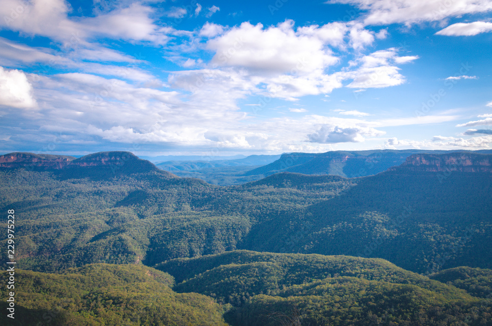 Landscape of Blue Mountains National Park in New South Wales, Australia