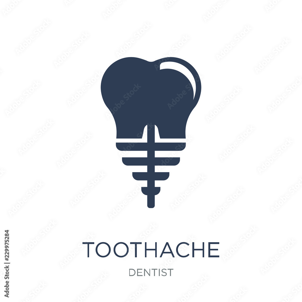 Toothache icon. Trendy flat vector Toothache icon on white background from Dentist collection Toothache icon. Trendy flat vector Toothache icon on white background from Dentist collection