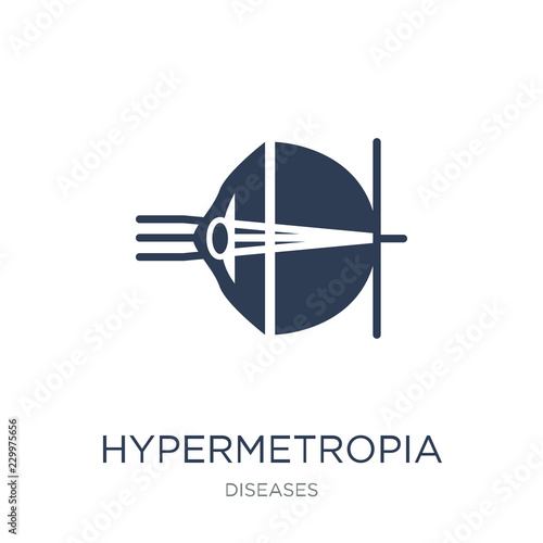 Hypermetropia icon. Trendy flat vector Hypermetropia icon on white background from Diseases collection