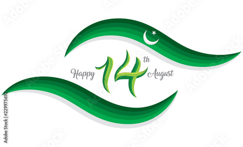 14th August Pakistan independence day Logo, Typographic emblems & badge with white background, Vector illustration