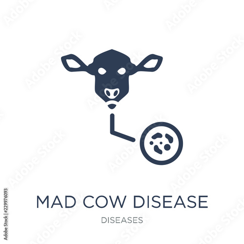 Mad cow disease icon. Trendy flat vector Mad cow disease icon on white background from Diseases collection photo