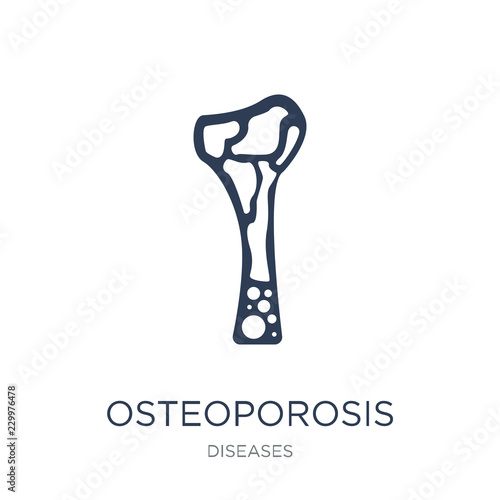 Osteoporosis icon. Trendy flat vector Osteoporosis icon on white background from Diseases collection