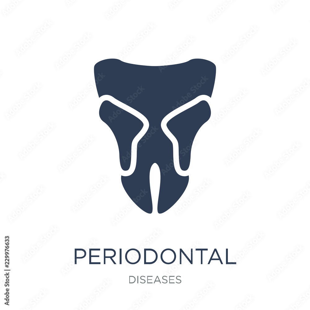 Periodontal disease icon. Trendy flat vector Periodontal disease icon on white background from Diseases collection Periodontal disease icon. Trendy flat vector Periodontal disease icon on white background from Diseases collection