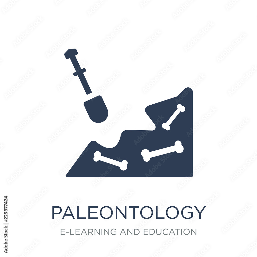 Paleontology icon. Trendy flat vector Paleontology icon on white background from E-learning and education collection Paleontology icon. Trendy flat vector Paleontology icon on white background from E-learning and education collection
