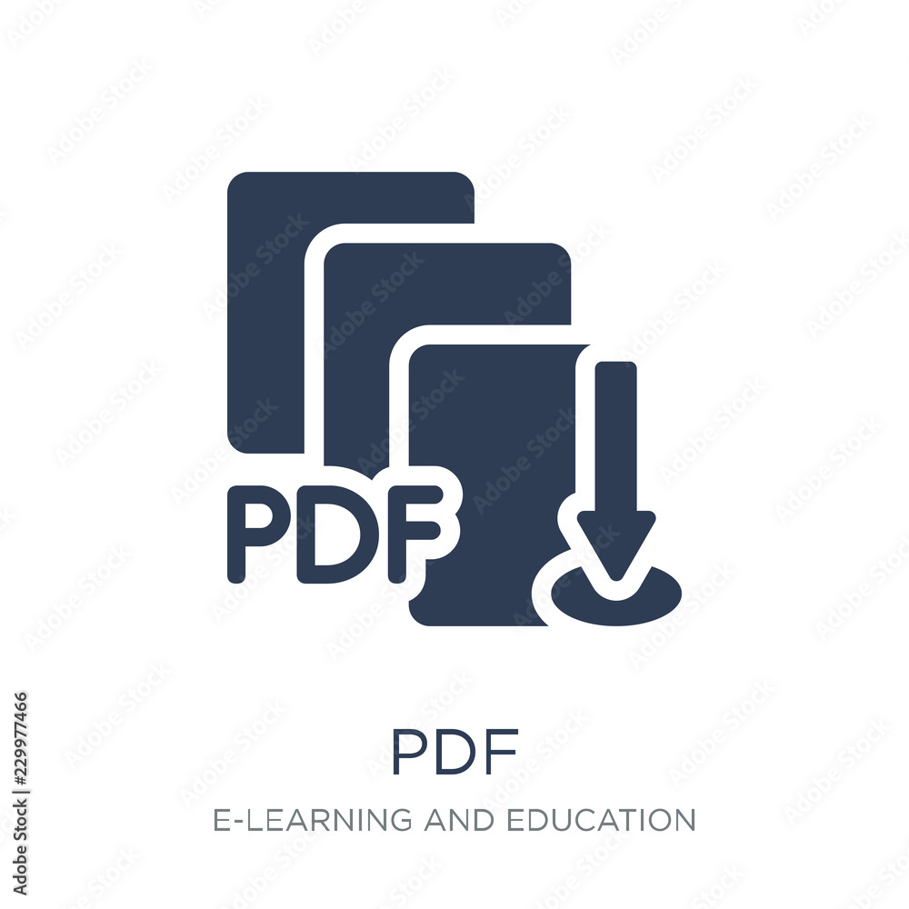 Pdf icon. Trendy flat vector Pdf icon on white background from E-learning and education collection Pdf icon. Trendy flat vector Pdf icon on white background from E-learning and education collection