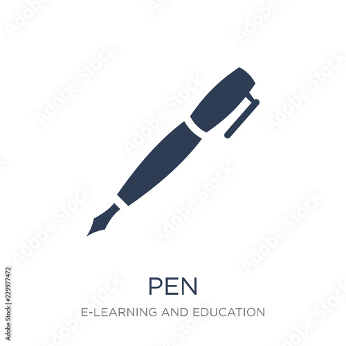 Pen icon. Trendy flat vector Pen icon on white background from E-learning and education collection