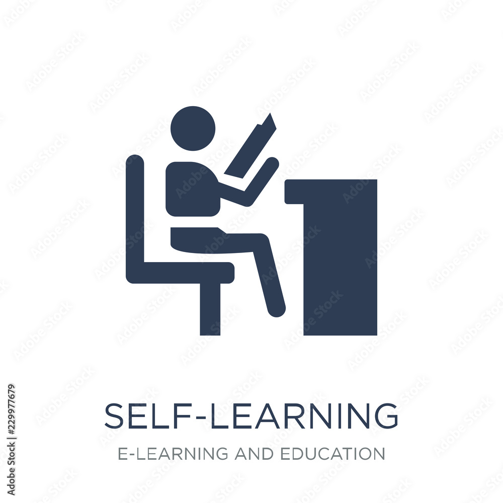 self-learning icon. Trendy flat vector self-learning icon on white background from E-learning and education collection