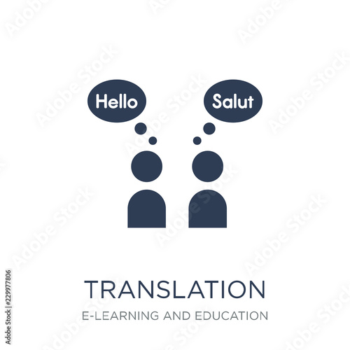 Translation icon. Trendy flat vector Translation icon on white background from E-learning and education collection
