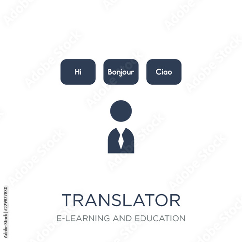 Translator icon. Trendy flat vector Translator icon on white background from E-learning and education collection