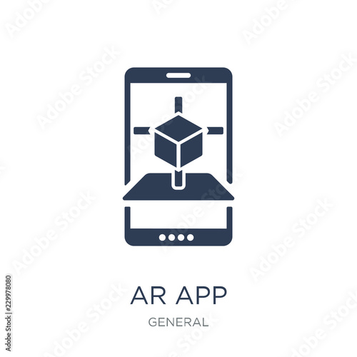 ar app icon. Trendy flat vector ar app icon on white background from general collection