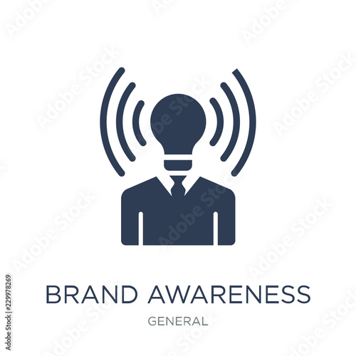 brand awareness icon. Trendy flat vector brand awareness icon on white background from general collection