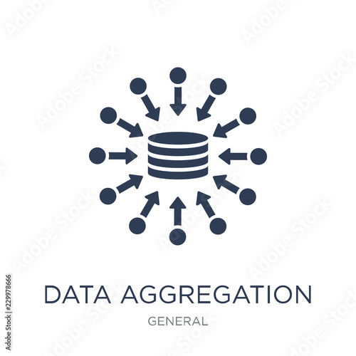 data aggregation icon. Trendy flat vector data aggregation icon on white background from general collection