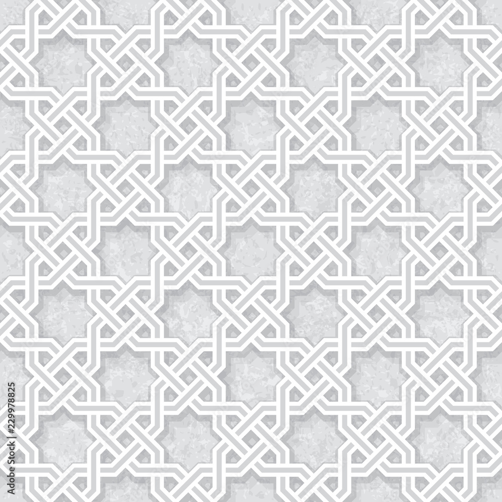 Geometric Pattern with Grunge Light Grey Background, Vector Illustration
