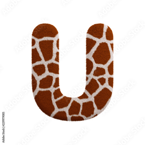 Wallpaper Mural Giraffe letter U - Capital 3d fur font - Safari, Wildlife or Africa concept Torontodigital.ca