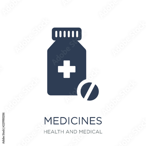 Medicines icon. Trendy flat vector Medicines icon on white background from Health and Medical collection