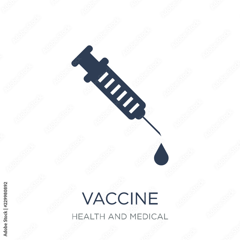 Vaccine icon. Trendy flat vector Vaccine icon on white background from Health and Medical collection Vaccine icon. Trendy flat vector Vaccine icon on white background from Health and Medical collection