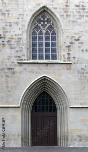 Old door in the Gothic style. Vasad church. Catholic... © EUDPic