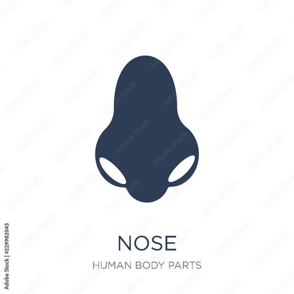 Nose icon. Trendy flat vector Nose icon on white background from Human Body Parts collection Nose icon. Trendy flat vector Nose icon on white background from Human Body Parts collection