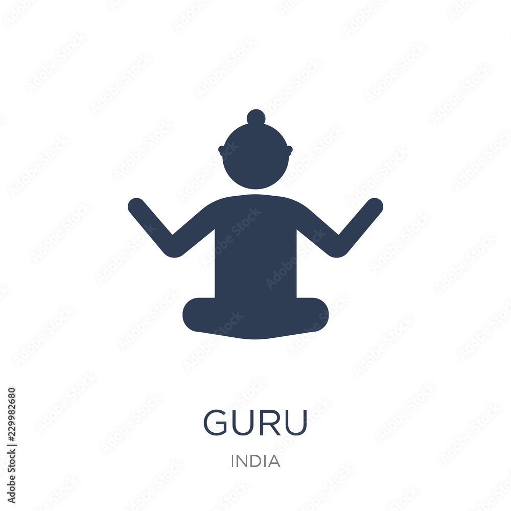 Guru icon. Trendy flat vector Guru icon on white background from india collection Guru icon. Trendy flat vector Guru icon on white background from india collection