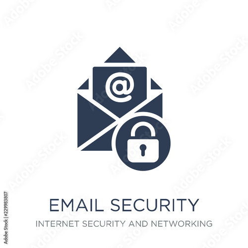 Email security icon. Trendy flat vector Email security icon on white background from Internet Security and Networking collection