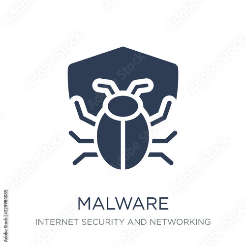 Malware icon. Trendy flat vector Malware icon on white background from Internet Security and Networking collection