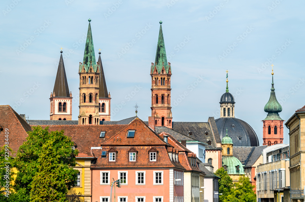 Churches in the old town of Wurzburg, Germany