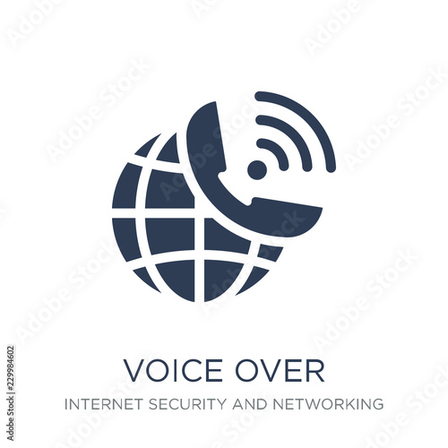 voice over internet protocol icon. Trendy flat vector voice over internet protocol icon on white background from Internet Security and Networking collection