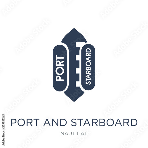 port and starboard icon. Trendy flat vector port and starboard icon on white background from Nautical collection