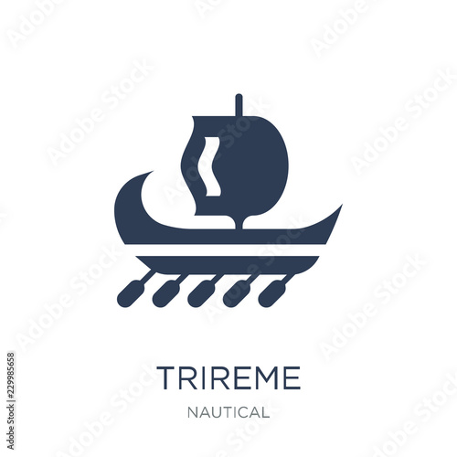 trireme icon. Trendy flat vector trireme icon on white background from Nautical collection