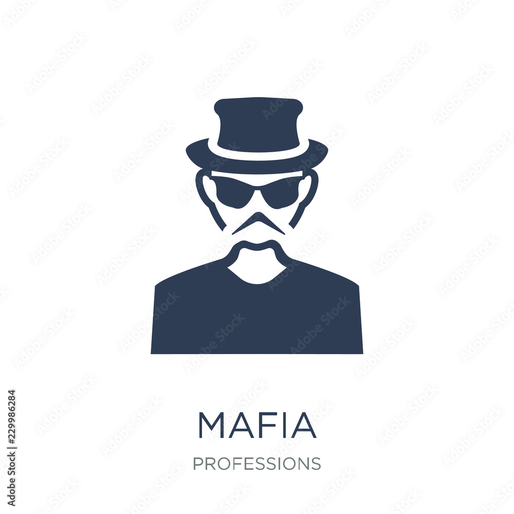 Mafia icon. Trendy flat vector Mafia icon on white background from Professions collection Mafia icon. Trendy flat vector Mafia icon on white background from Professions collection