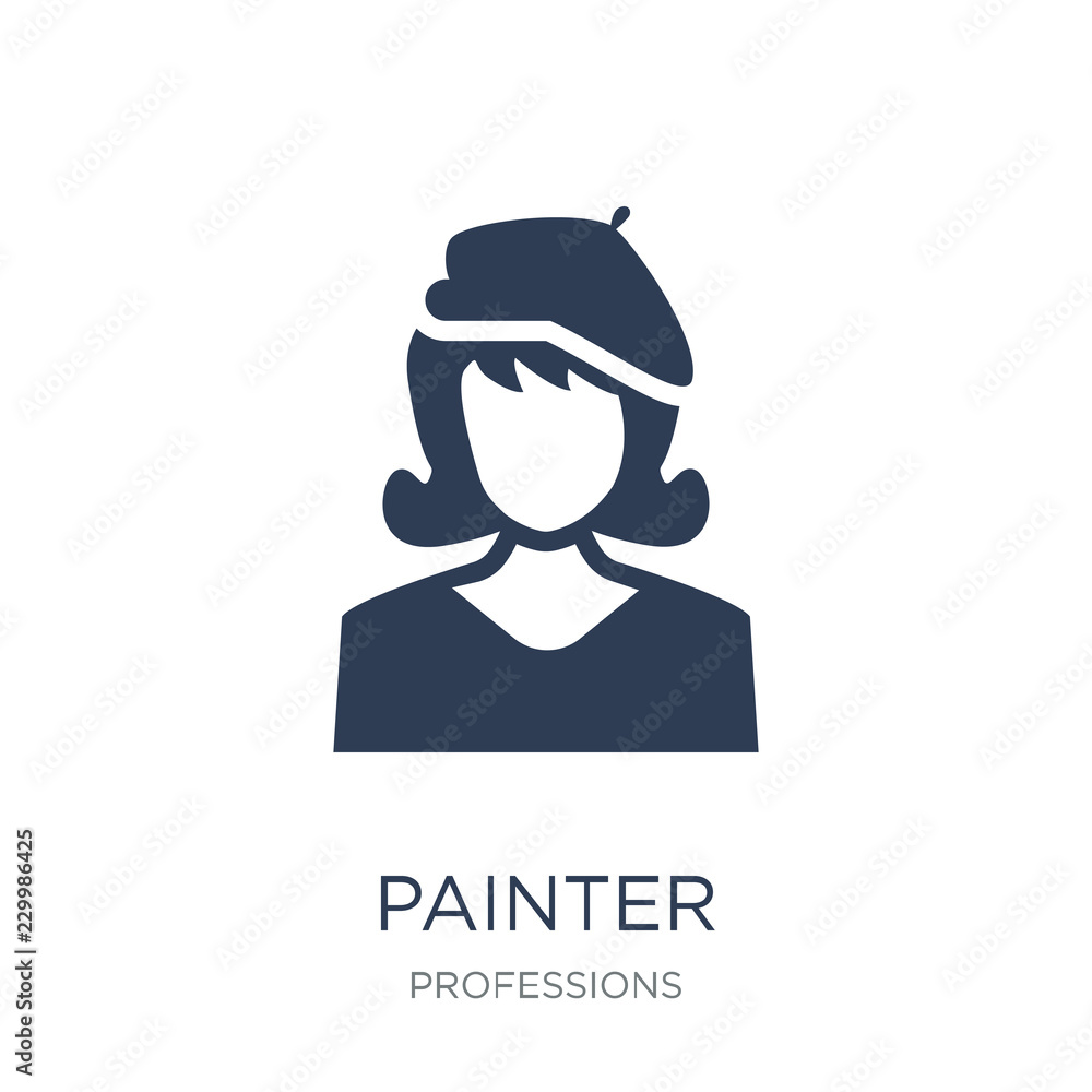 Painter icon. Trendy flat vector Painter icon on white background from Professions collection
