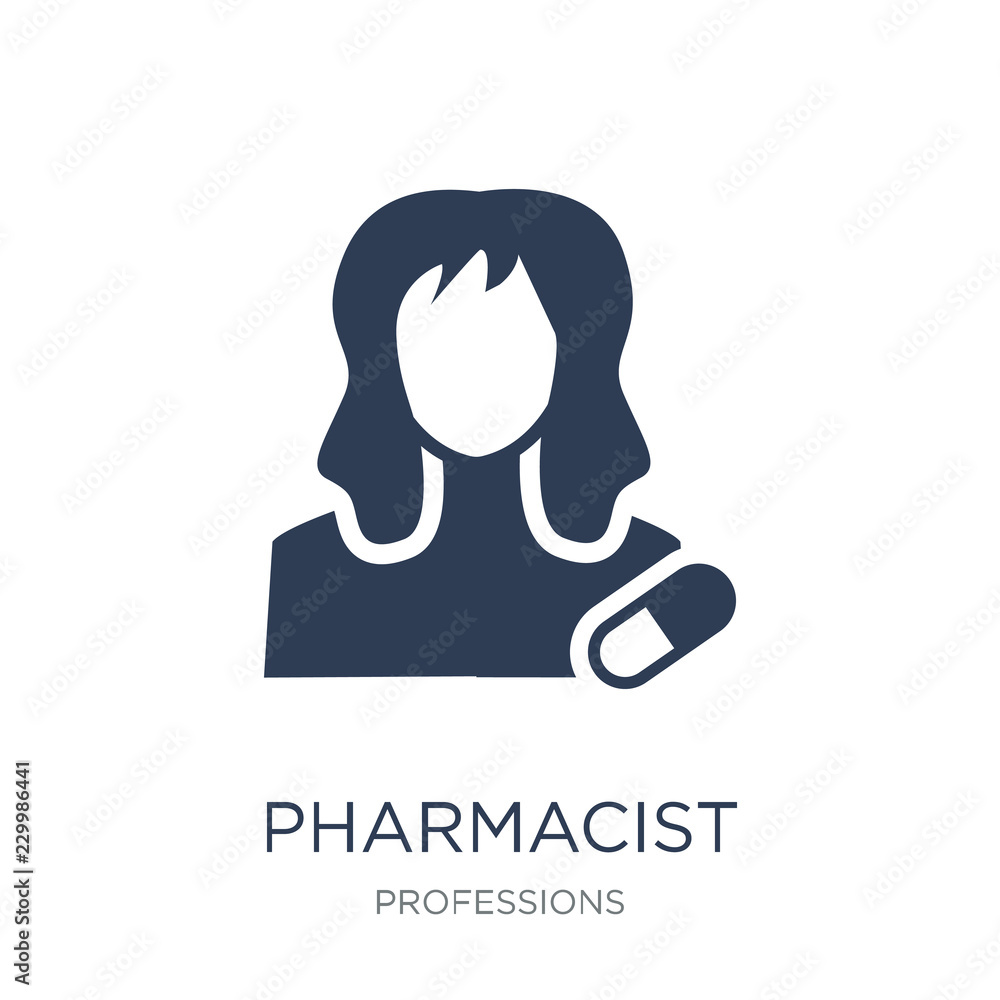 Pharmacist icon. Trendy flat vector Pharmacist icon on white background from Professions collection Pharmacist icon. Trendy flat vector Pharmacist icon on white background from Professions collection