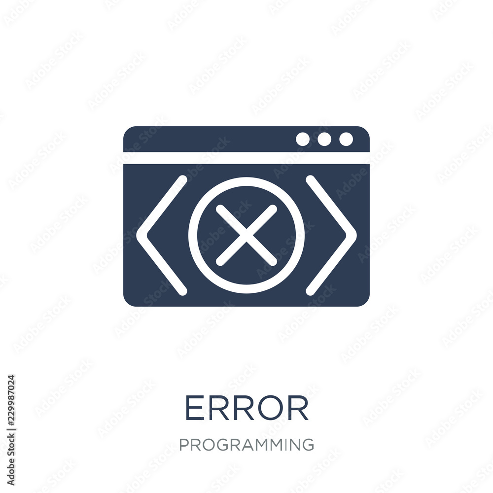 Error icon. Trendy flat vector Error icon on white background from Programming collection Error icon. Trendy flat vector Error icon on white background from Programming collection