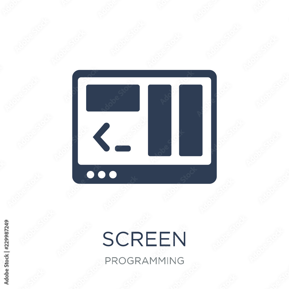 Screen icon. Trendy flat vector Screen icon on white background from Programming collection Screen icon. Trendy flat vector Screen icon on white background from Programming collection