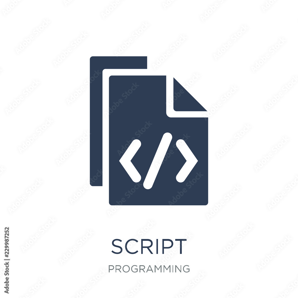 Script icon. Trendy flat vector Script icon on white background from Programming collection Script icon. Trendy flat vector Script icon on white background from Programming collection