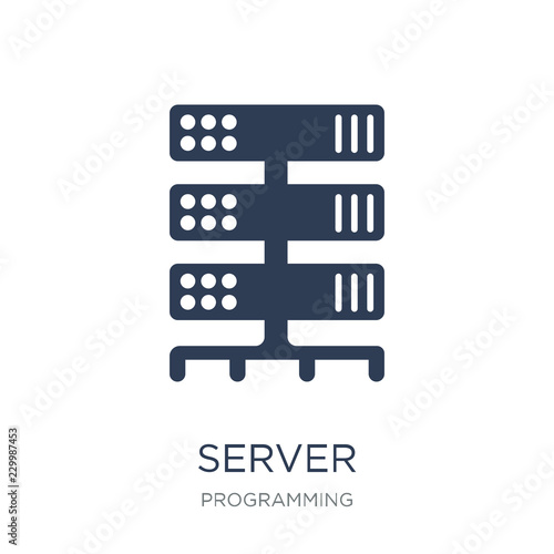 Server icon. Trendy flat vector Server icon on white background from Programming collection
