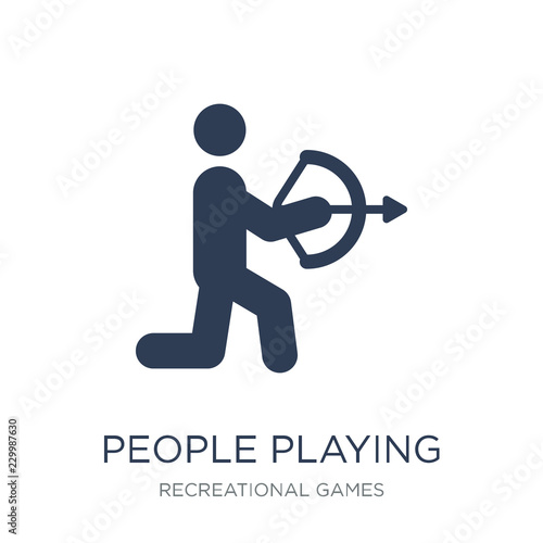 People playing Archery icon icon. Trendy flat vector People playing Archery icon on white background from Recreational games collection